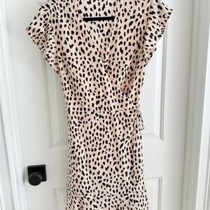 Rails Cream and Brown Sheath Mini Dress with Flutter Sleeves